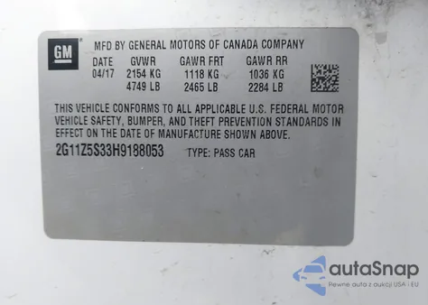2017 Chevrolet Impala Ls from USA, damaged, VIN 2G11Z5S33H9188053